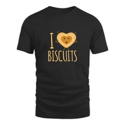 Men's Black Cute I Love Biscuits Gift T-Shirt