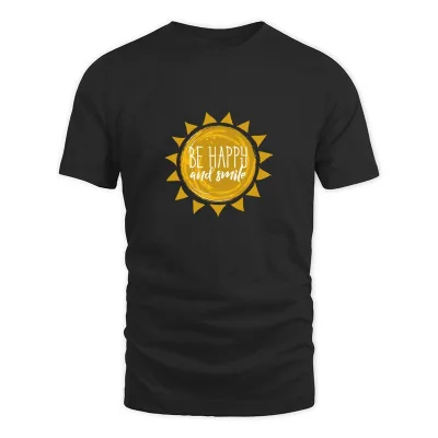 Men's Black Happy - Be Happy And Smile T-Shirt