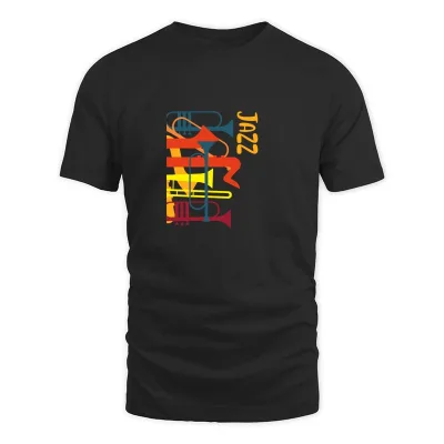 Men's Black Wind Instrument Jazz Musician Trumpet Music Lover T-Shirt