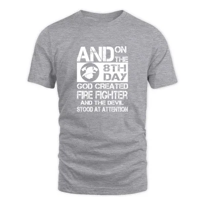 Men's Grey FIREFIGHTER - GOD CREATED FIREFIGHTER T-Shirt