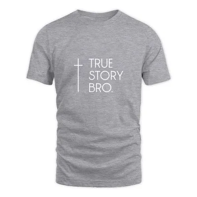 Men's Grey True Story Bro Christian Cool Jesus God Cross Bibl T-Shirt