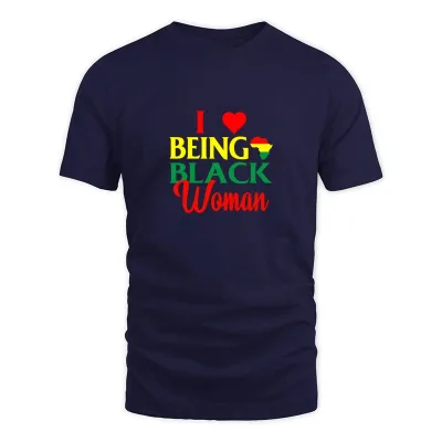 Men's Navy I Love Black Women Black Couples  T-Shirt